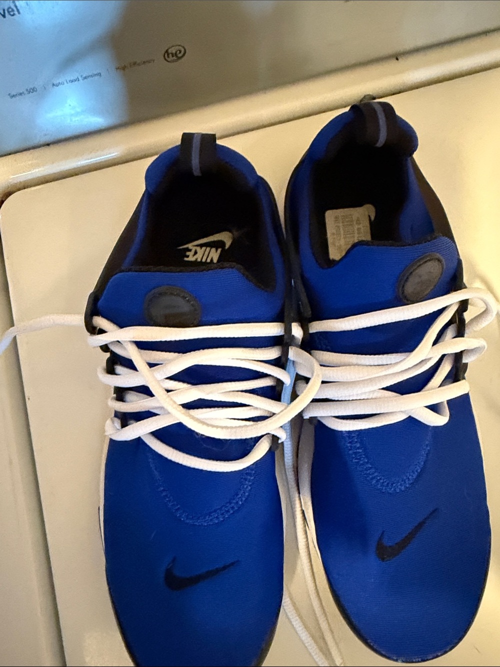 Nike Men’s Blue Sneakers with Black Swoosh and White Laces